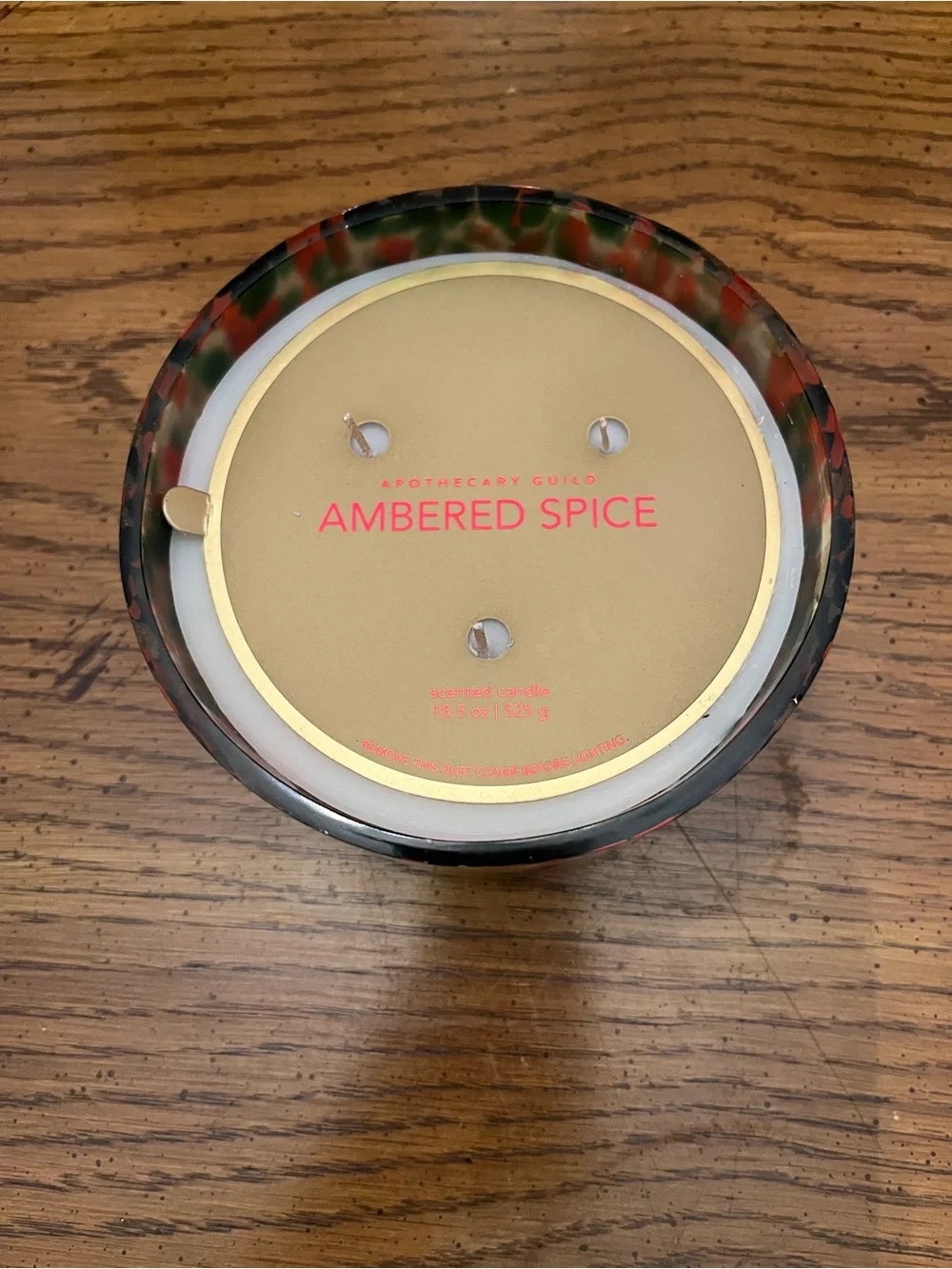 Zodax Spangled Glass Ambered Spice Scented Candle - Red, Green & Gold